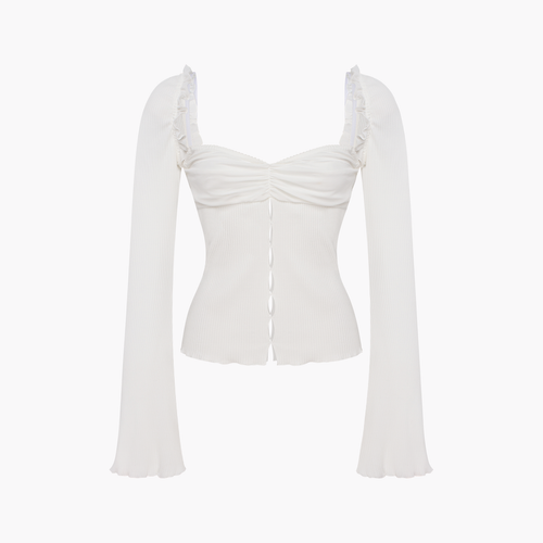 Top with Draped Neckline in White