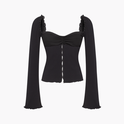 Top with Draped Neckline in Black
