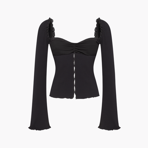 Top with Draped Neckline in Black