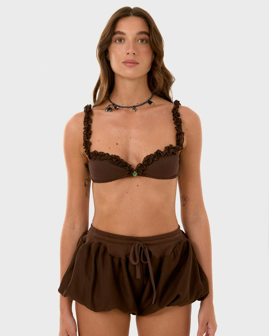 Bralette with Leaf in Brown