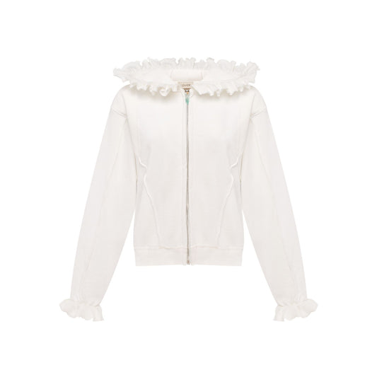 Hoodie with Zipper in White