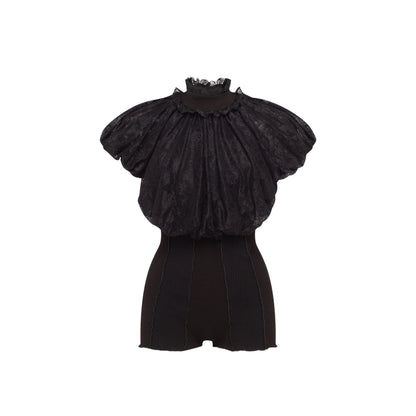 Jumpsuit with Voluminous Bust in Black