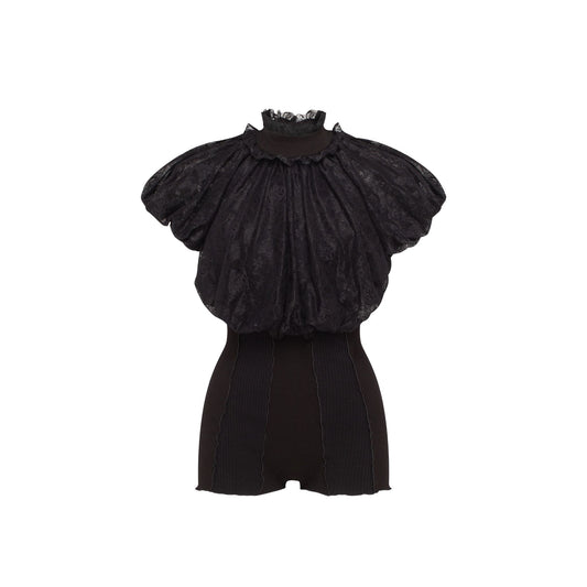 Jumpsuit with Voluminous Bust in Black
