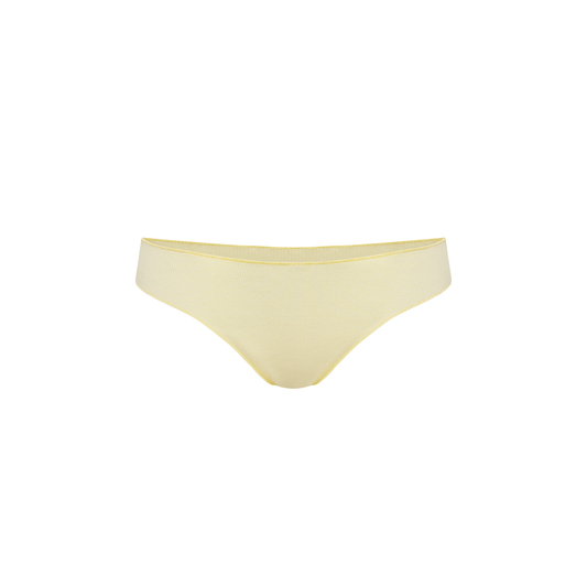 Seamless yellow tanga underwear with smooth waistband