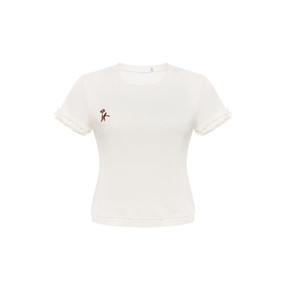 T-Shirt with Bra Imitation in White