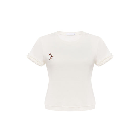 T-Shirt with Bra Imitation in White