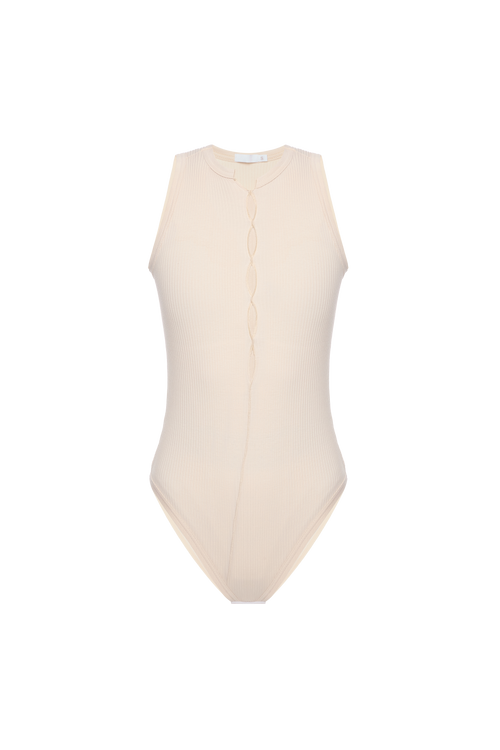 Ripped Bodysuit in Beige