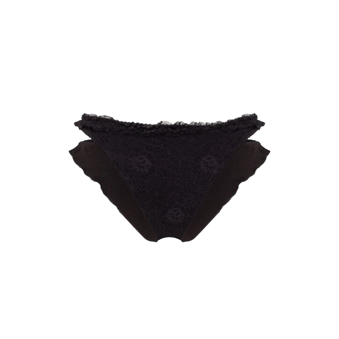 Double Tanga Panties with Lace in Black