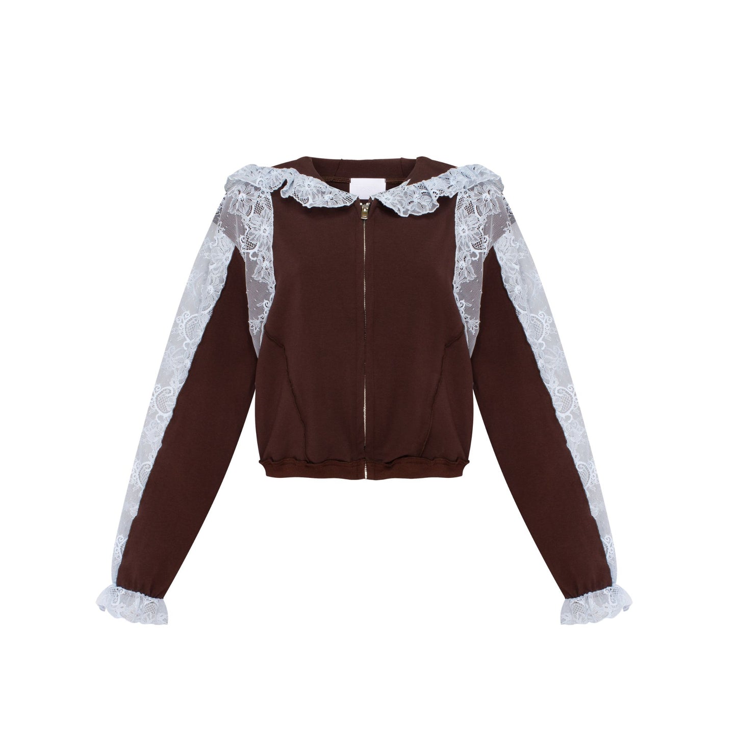 Hoodie in Brown with Blue Lace