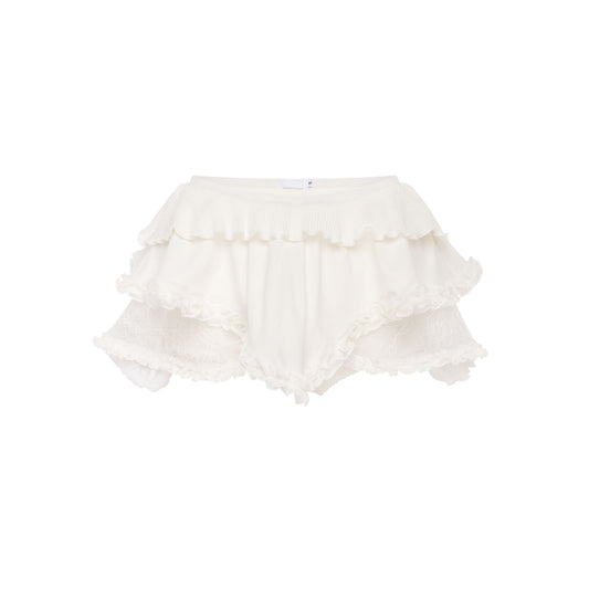 Skort with Lace in White
