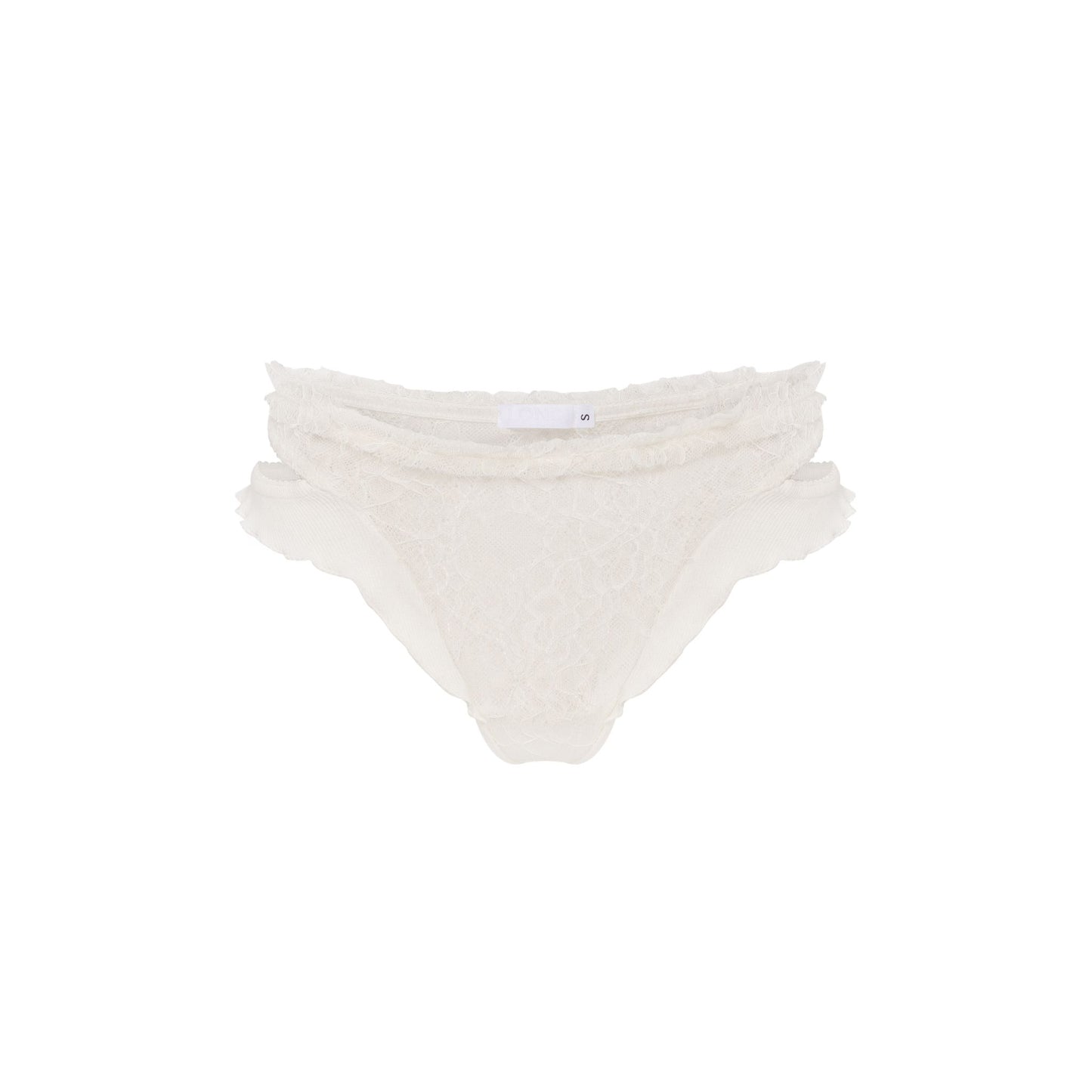 Double Tanga Panties with Lace in White