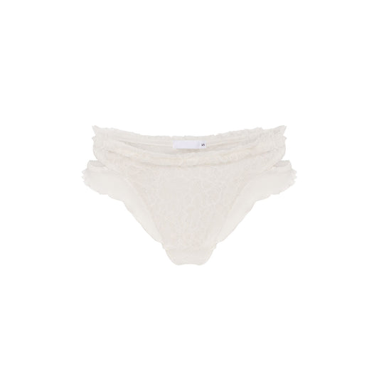 Double Tanga Panties with Lace in White
