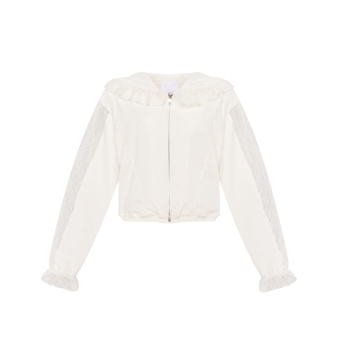 Hoodie with Lace in White