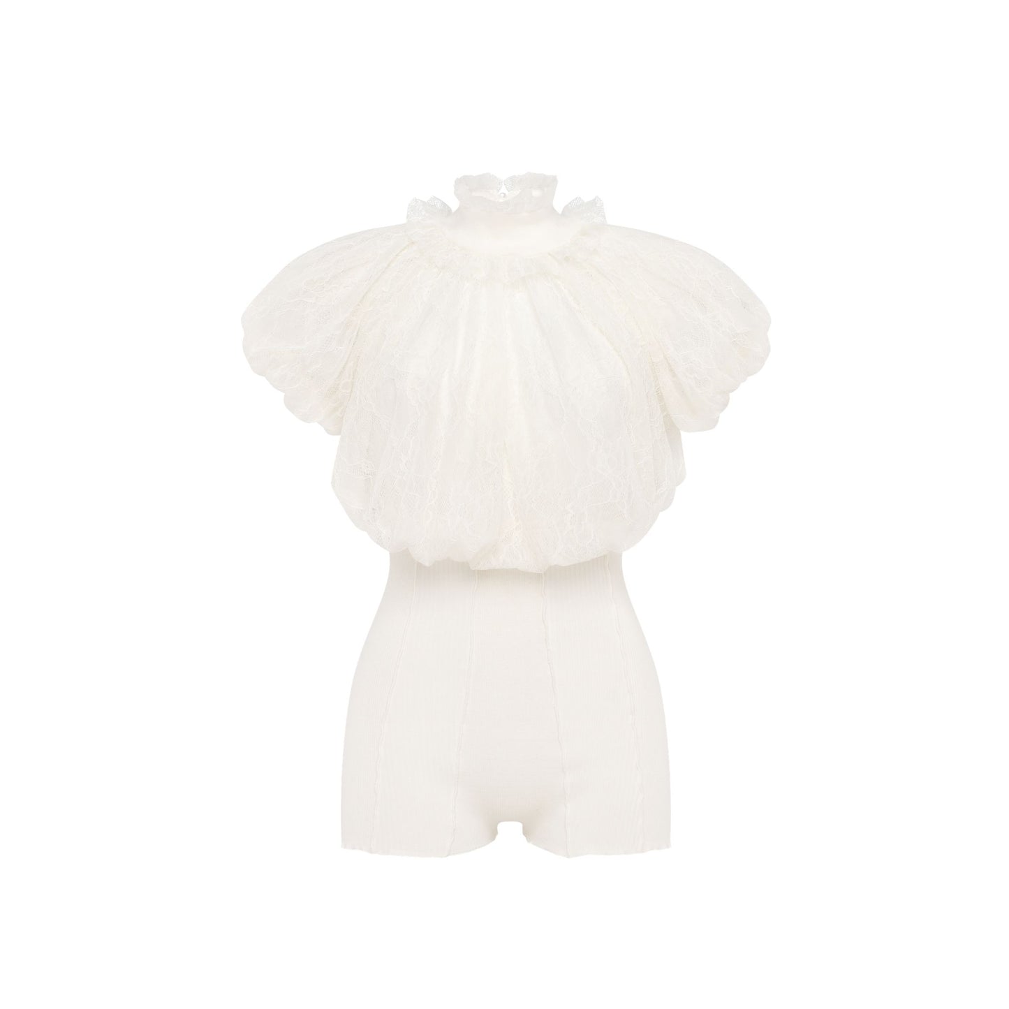 Jumpsuit with Voluminous Bust in White