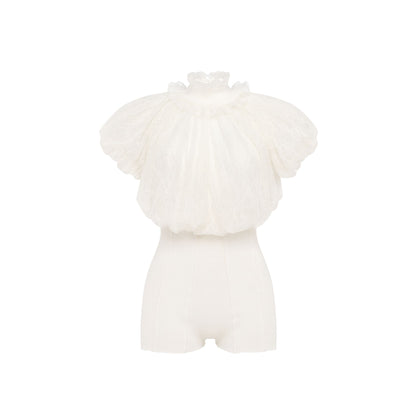 Jumpsuit with Voluminous Bust in White