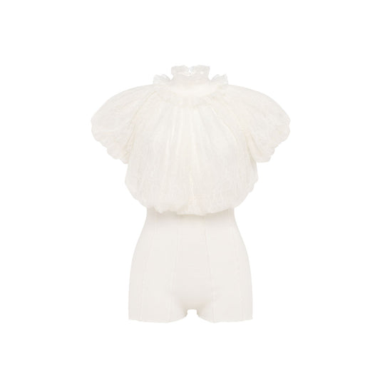 Jumpsuit with Voluminous Bust in White