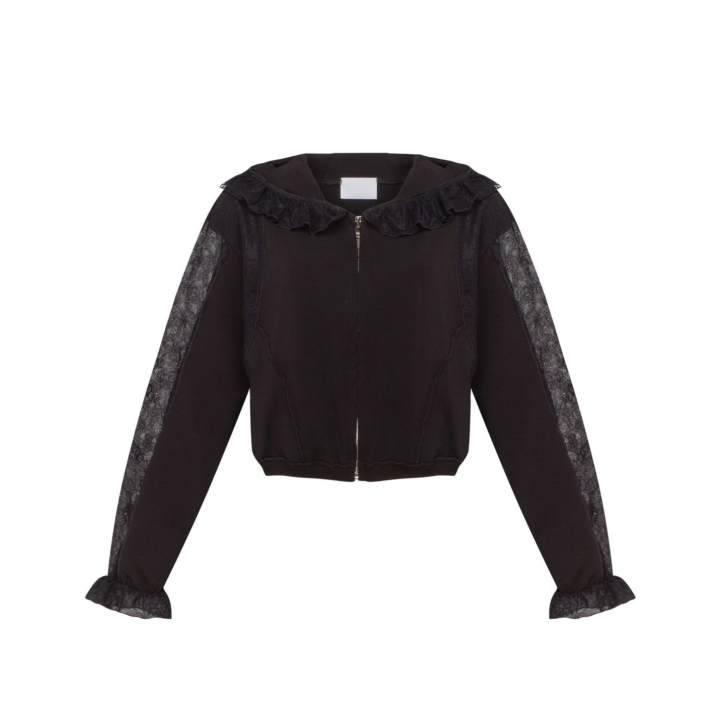 Hoodie with Lace in Black