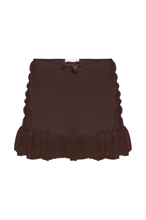 Skirt with Ruffles in Brown