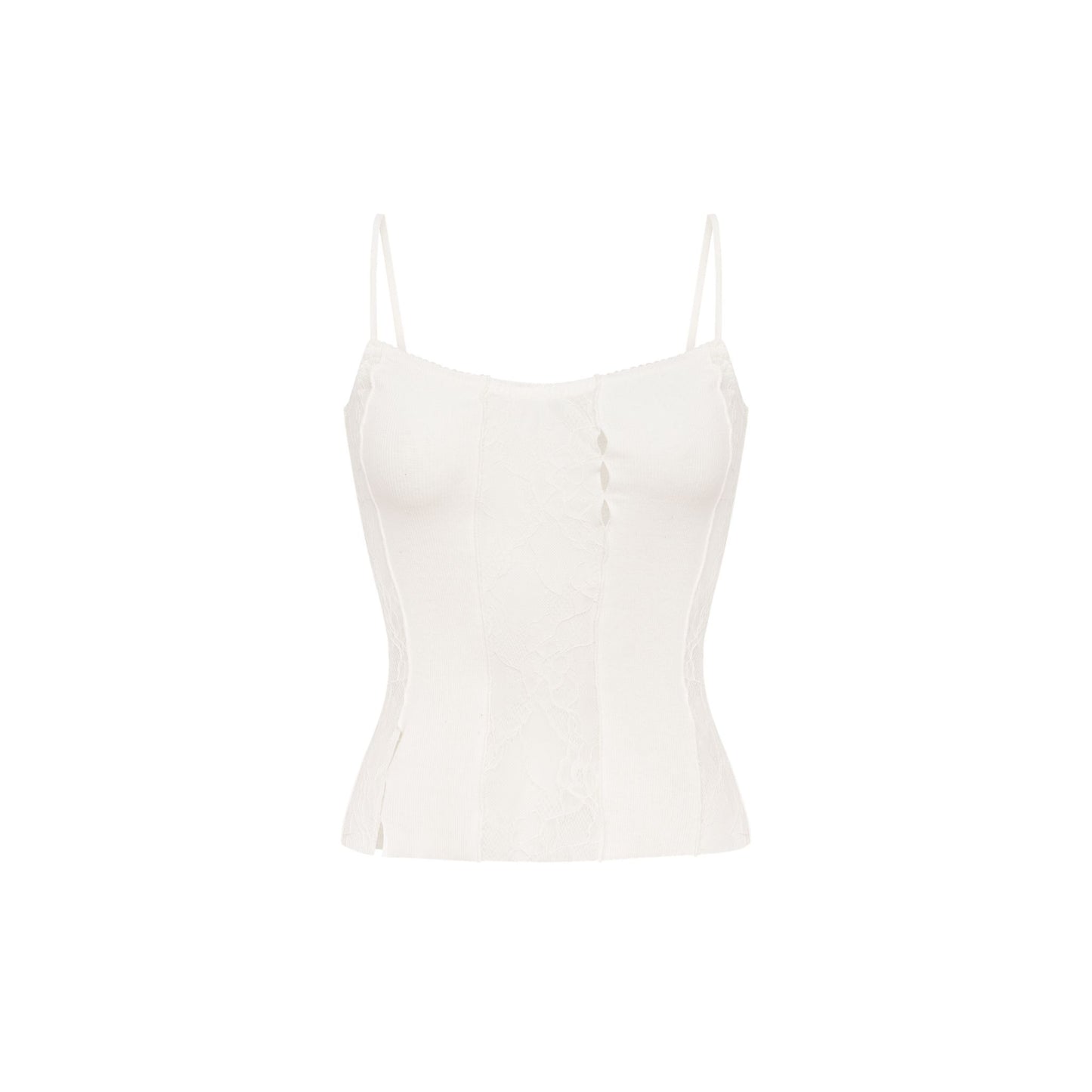 Tank Top with Lace in White