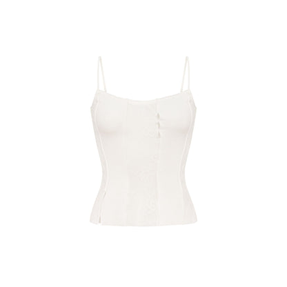 Tank Top with Lace in White
