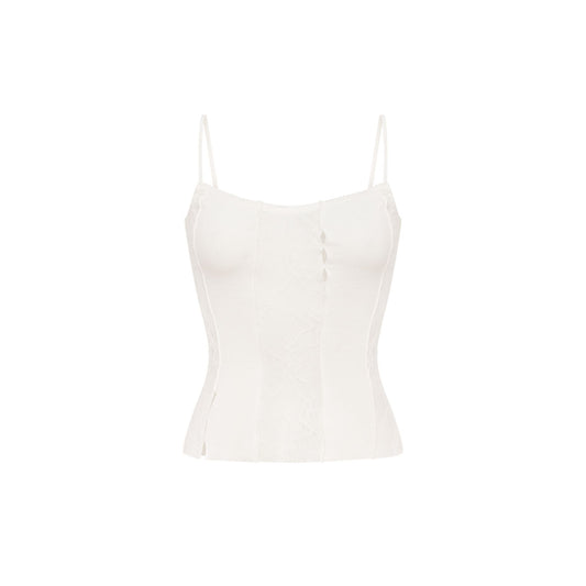 Tank Top with Lace in White