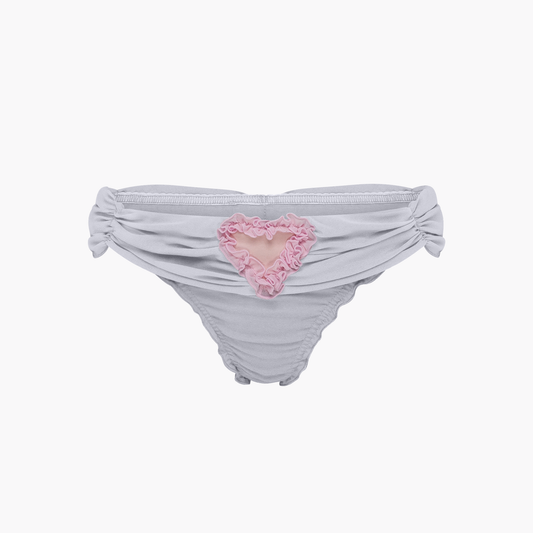 Tanga with Heart and Ruffles in Grey