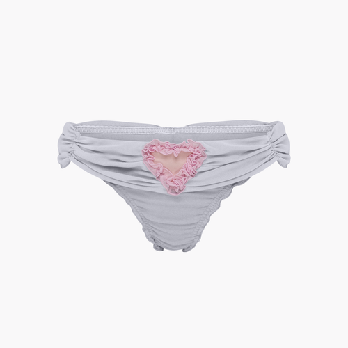 Tanga with Heart and Ruffles in Grey