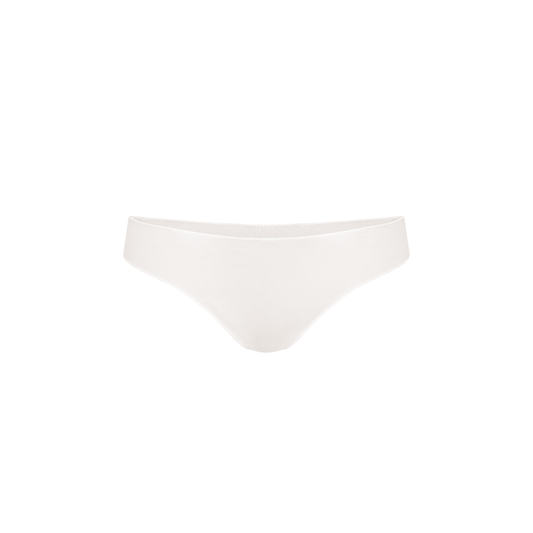 White seamless tanga panties with smooth front and minimal coverage