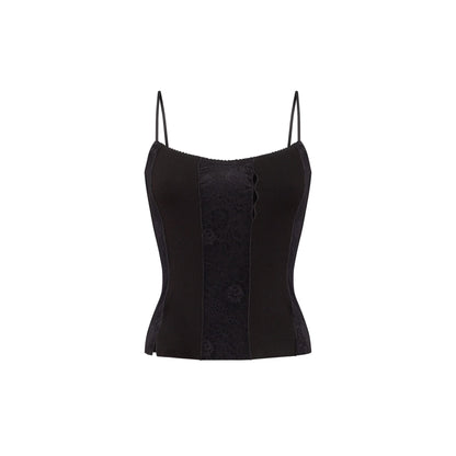 Tank Top with Lace in Black