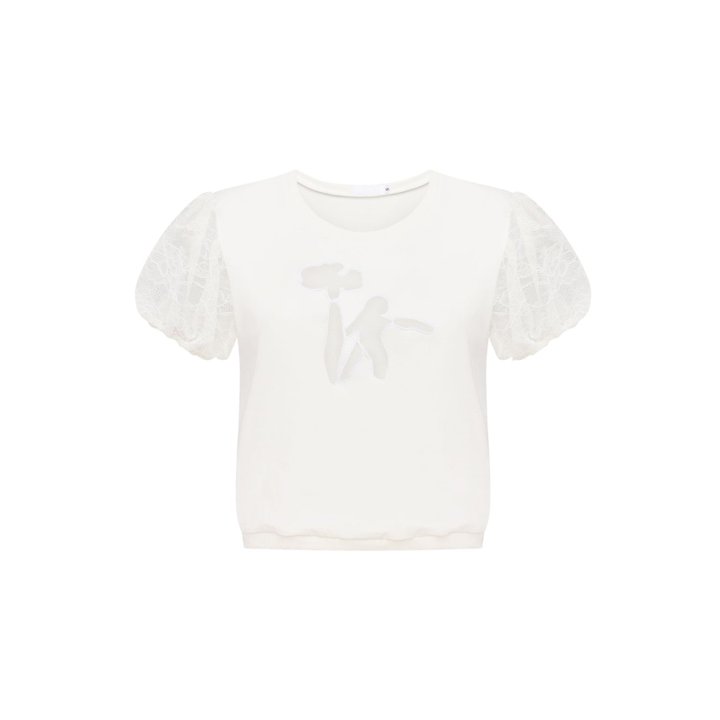 T-Shirt with Decorative Cutout in White