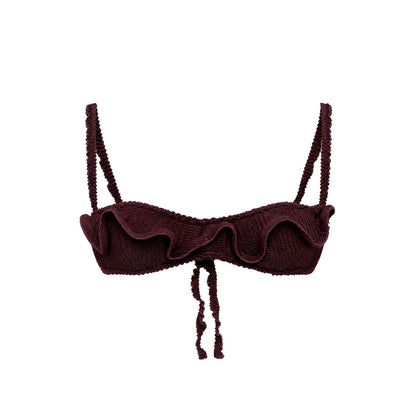 Bikini top with wave in brown