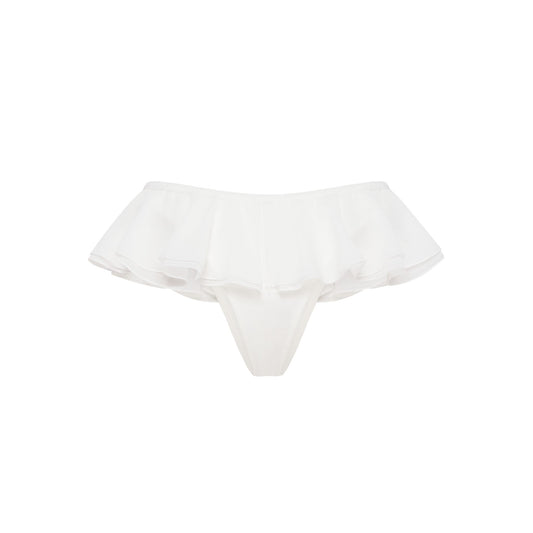 Tanga with Ruffles and Heart in White