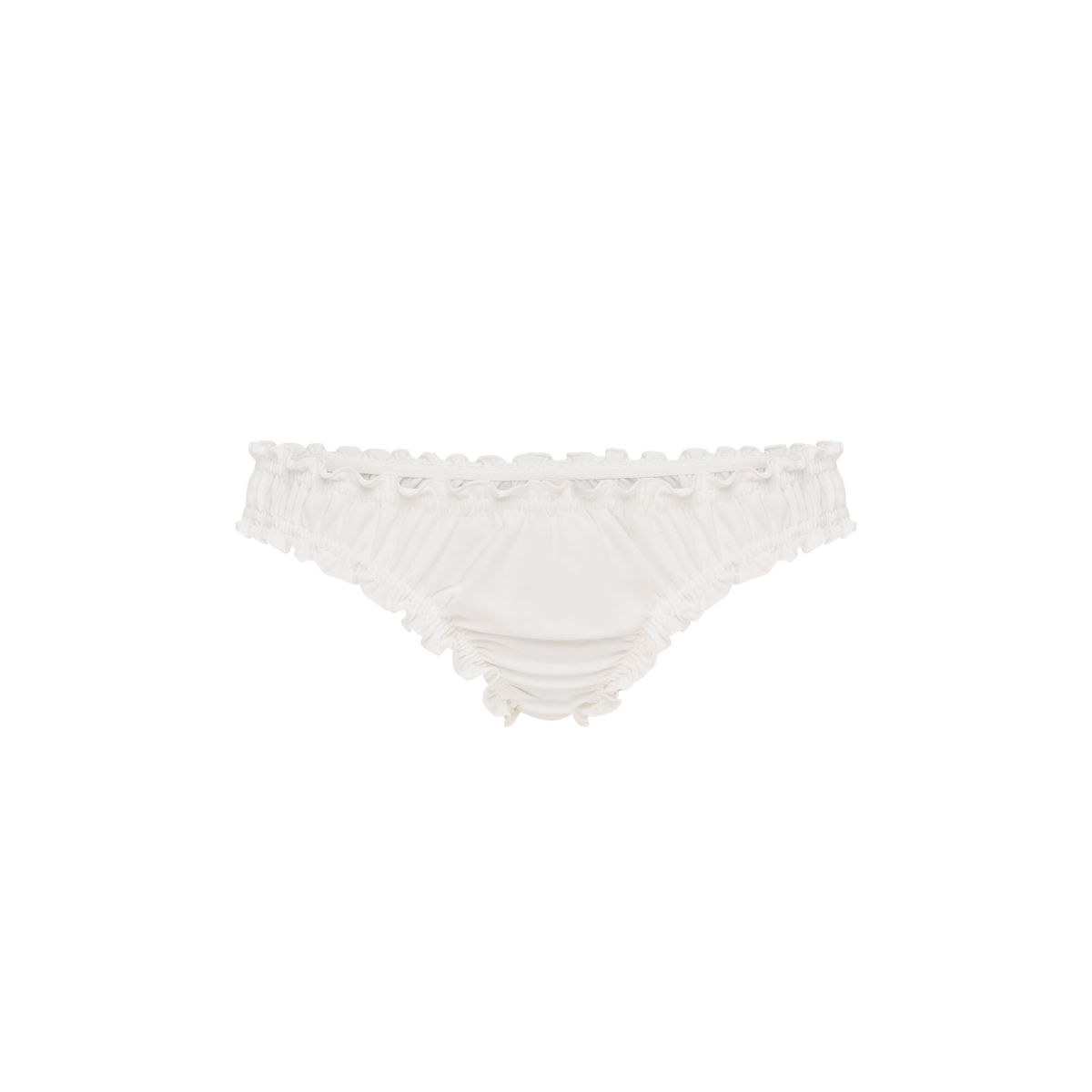 White tanga with ruffled waistband and ruched front