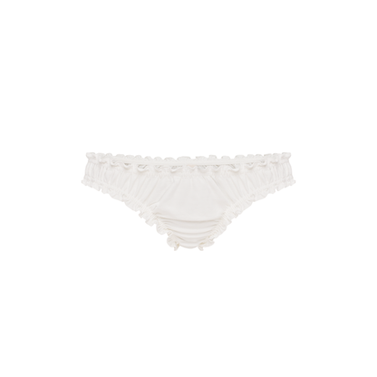 White tanga with ruffled waistband and ruched front