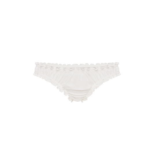 White tanga with ruffled waistband and ruched front