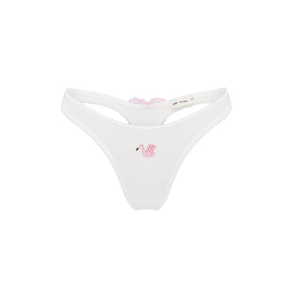 Thong with Swan and Heart in White