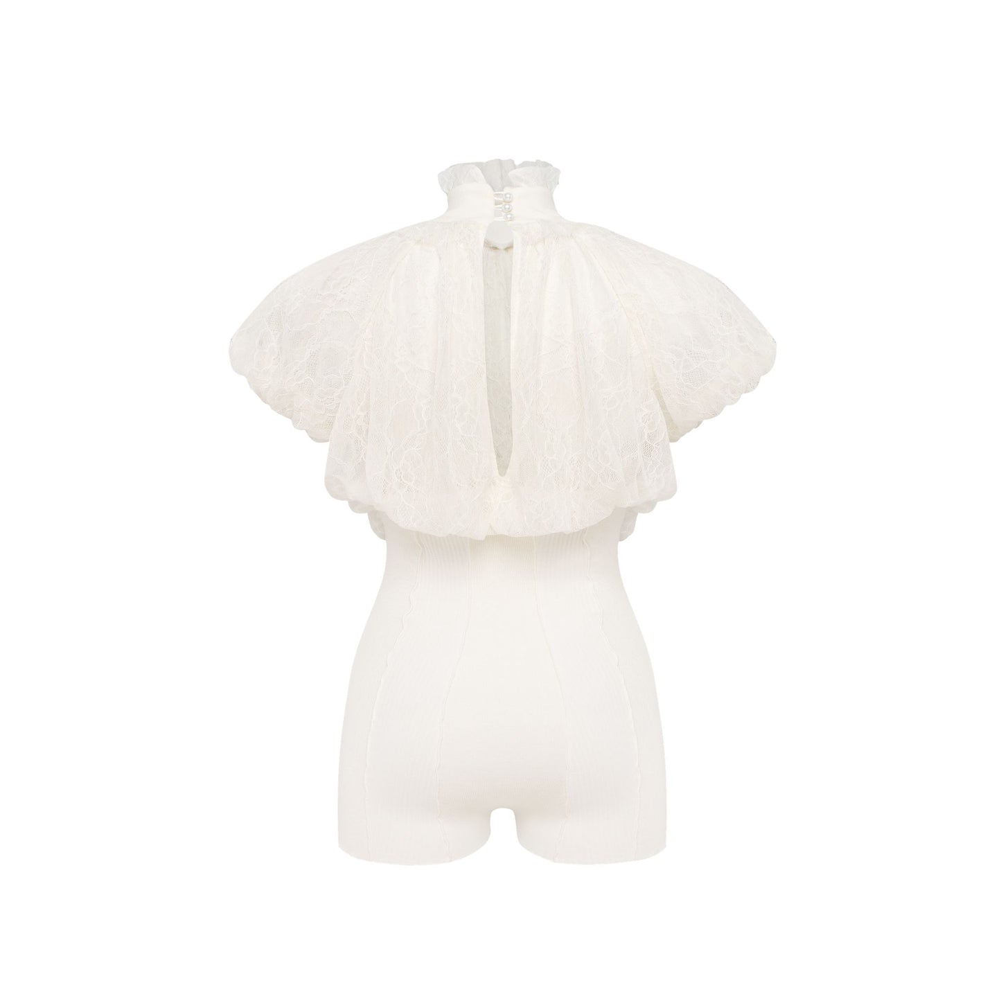 Jumpsuit with Voluminous Bust in White