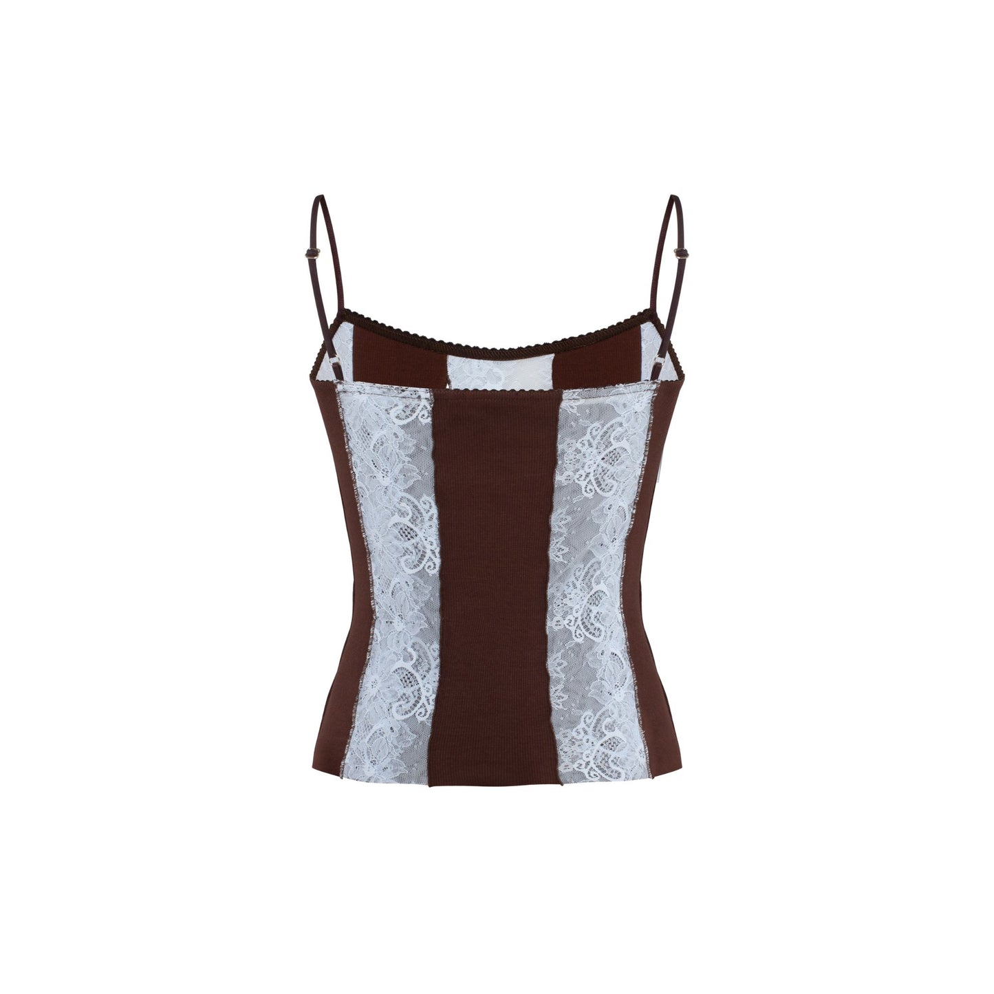 Tank Top in Brown with Blue Lace