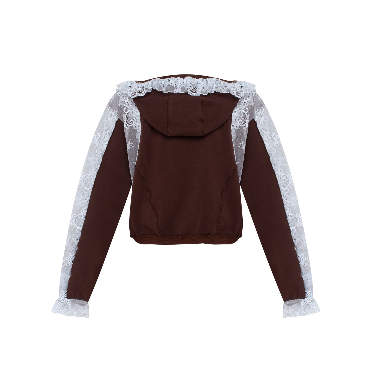 Hoodie in Brown with Blue Lace