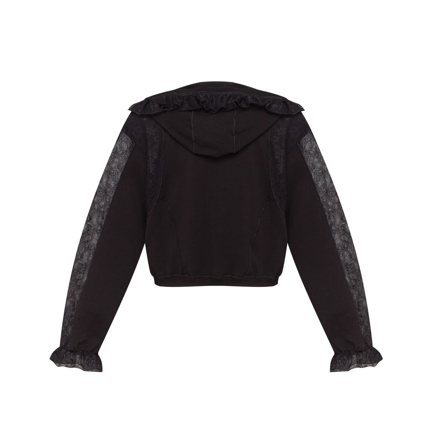 Hoodie with Lace in Black
