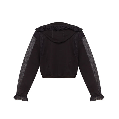 Hoodie with Lace in Black