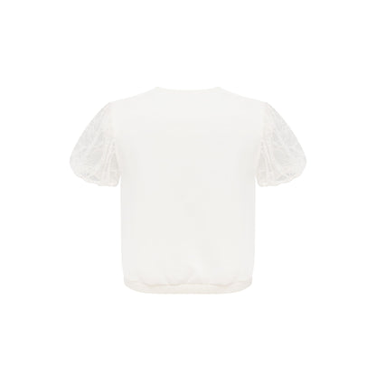 T-Shirt with Decorative Cutout in White