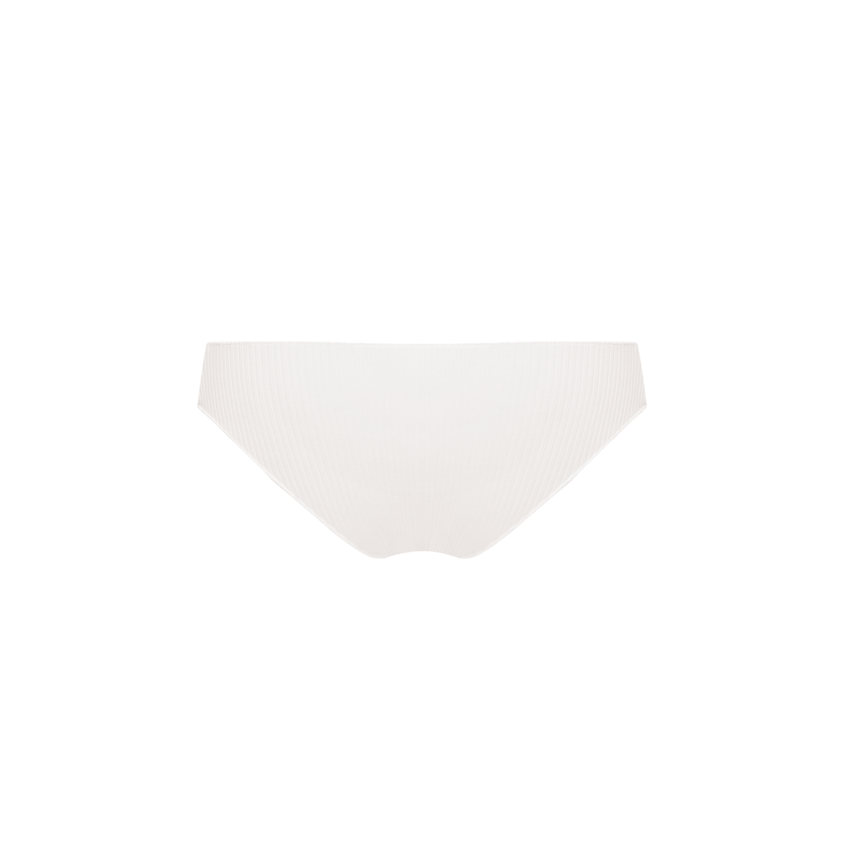 White seamless ribbed tanga underwear with wide waistband and V-cut