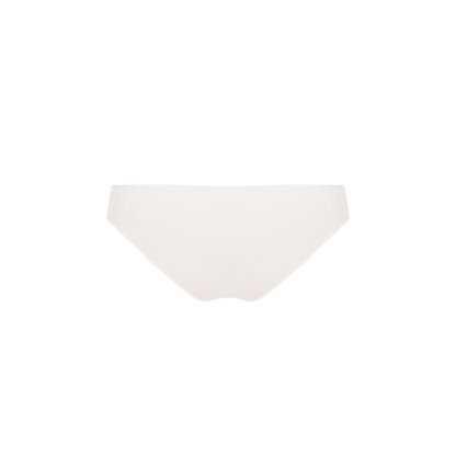 White seamless ribbed tanga underwear with wide waistband and V-cut