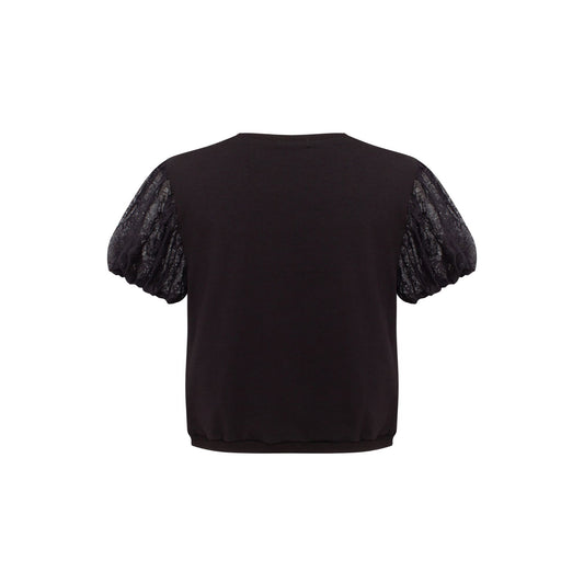 T-Shirt with Decorative Cutout in Black