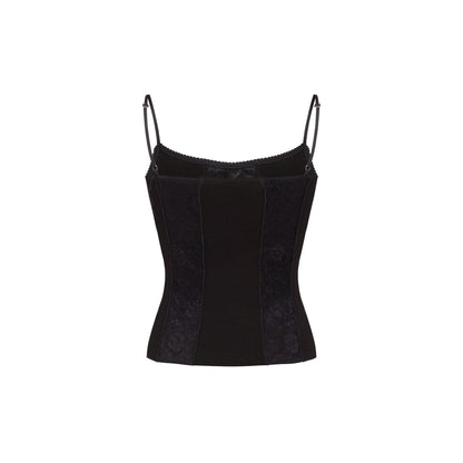 Tank Top with Lace in Black