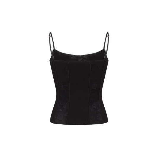 Tank Top with Lace in Black