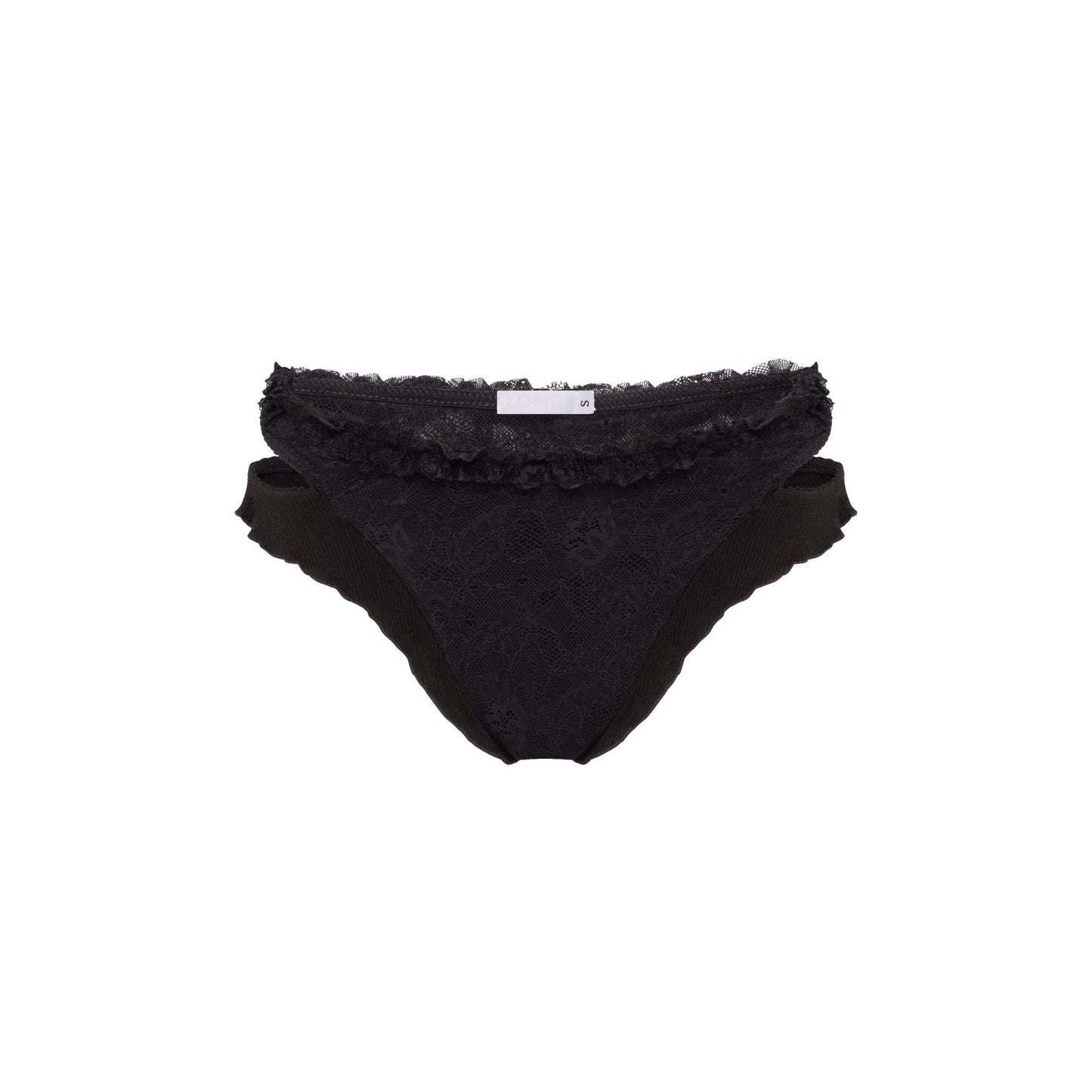 Double Tanga Panties with Lace in Black