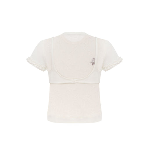 T-Shirt with Bra Imitation in White