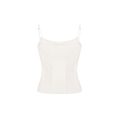 Tank Top with Lace in White